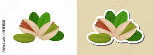 Pistachio nuts illustration and sticker – healthy snack design