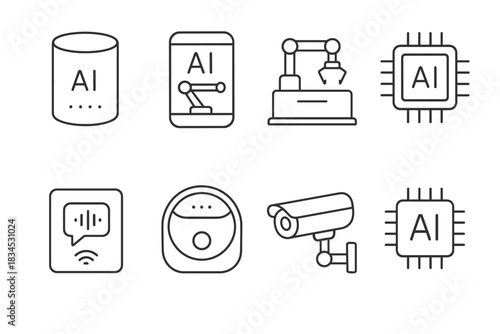 Artificial intelligence icon set for technology concepts and design projects