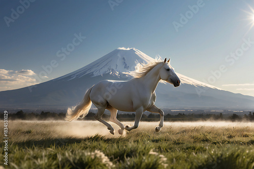 A thoroughbred sprinting at full speed.