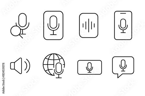 Microphone icon set. microphone symbols for audio design. microphone icons for web and app development.