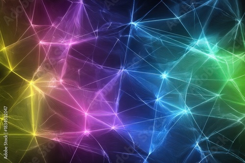 Neon Textured Abstraction Polygonal Elements Electric Colors Contemporary Digital Art Modern Background