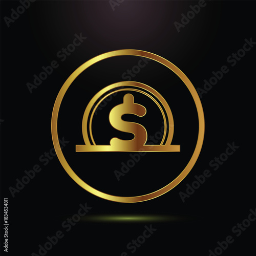 Golden dollar sign inside a circle representing wealth and finance