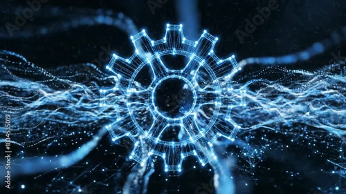 Digital gear system technology abstract background futuristic connection data