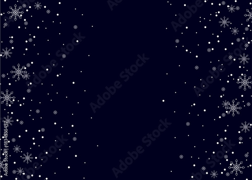 Falling snowflakes overlay. White snowfall border or frame. Festive background perfect for Christmas, New Year, and seasonal projects.