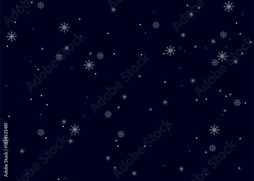 Falling snow on dark background. Christmas, tradition and celebration concept. Winter background.