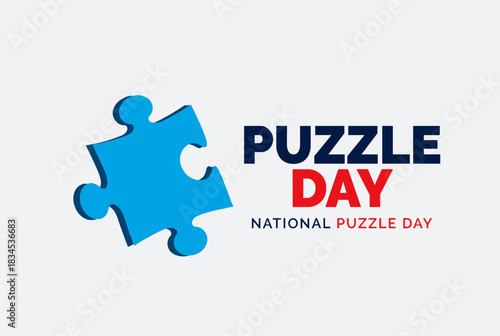 Puzzle Day blue jigsaw piece celebration design
