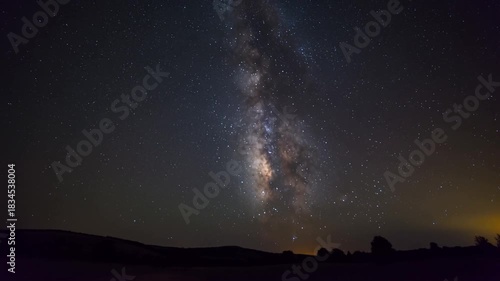 Wallpaper Mural Milky Way galaxy night sky over landscape, revealing the beauty of the cosmos Stock Video Torontodigital.ca