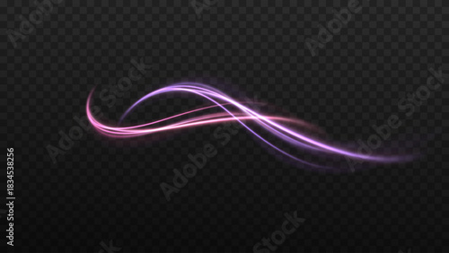Soft, glowing, curved glowing magical strip with a smooth curve. Smooth, glowing arcs with soft, blurred beams create a dynamic magical trail.
