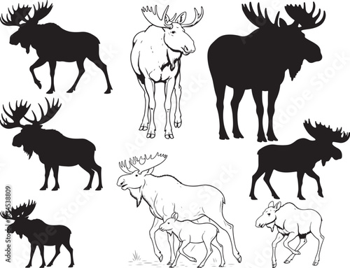 Moose Deer Silhouettes