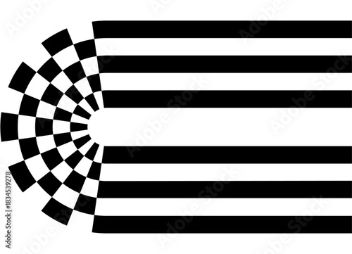 Sports vector pattern of black stripes on a white background. Modern design element for advertising, interior, packaging, games. Vector background of lines. Racing. Finish