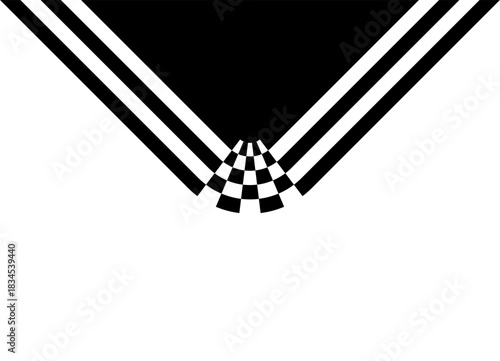 Triangular Sports vector pattern of black stripes on a white background. Modern design element for advertising, interior, packaging, games. Vector background of lines. Place for text