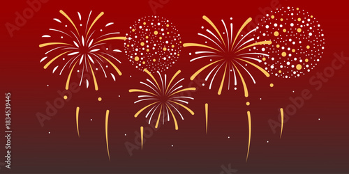 Celebratory Gold and White Firework Display with Starburst and Dotted Patterns