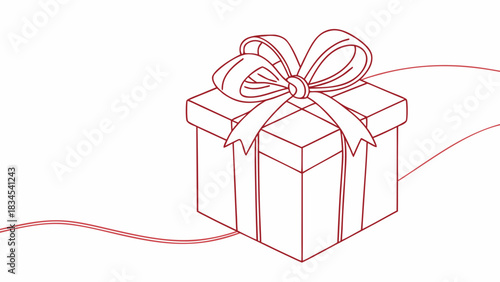Gift box outline drawing created with generated ai