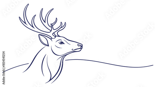 Deer head outline drawing created with generated ai