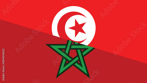Morocco and tunisia flag fusion design