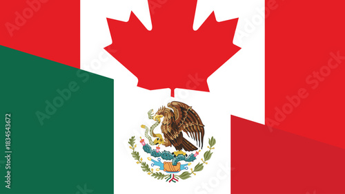 Mexico and canada flag fusion design
