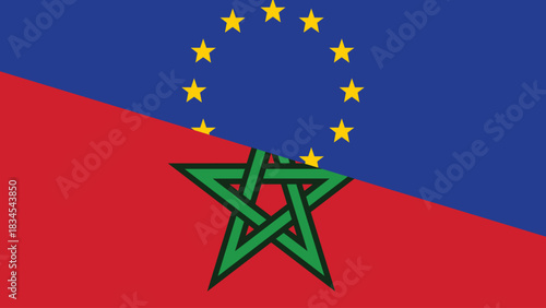 Europe and morocco flag fusion design 