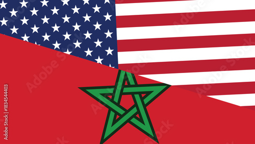 Usa and morocco flag fusion design