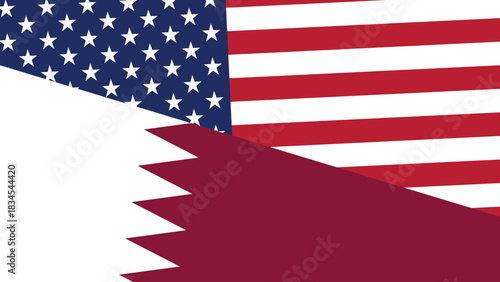 Usa and qatar flag fusion design