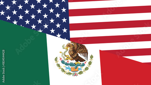 Usa and mexico flag fusion design