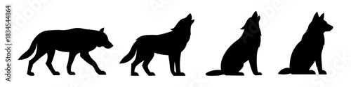 wolf silhouette vector. wolf icon set