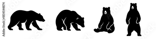 Bear silhouette. Bear vector silhouettes