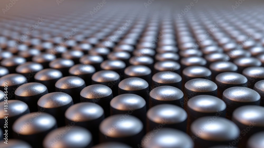 Obraz premium Close-Up View of Metallic Sphere Texture Surface with a Pattern of Smooth Bumps Reflecting Light and Creating a Soft Gradient in a Digital Environment