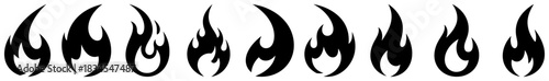 Fire flame icon set simple solid blaze symbols vector