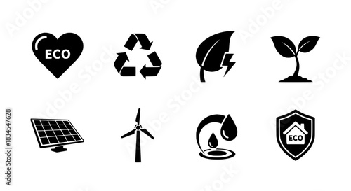 Eco friendly icons for sustainability and green living