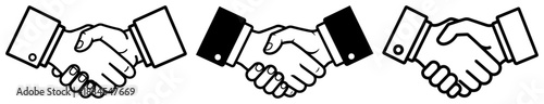 Handshake Icon Set Vector Illustration Business Agreement And Partnership Symbol Collection Shaking Hands Gesture In Black And White