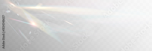 Soft iridescent light reflections with pastel rainbow highlights on a transparent background, creating a delicate holographic glow and abstract shimmering texture.
