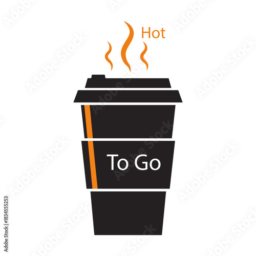 Hot coffee to go cup illustration on white background
