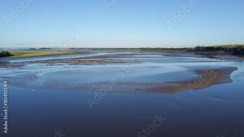Aerial view of the River Mersey at low tide