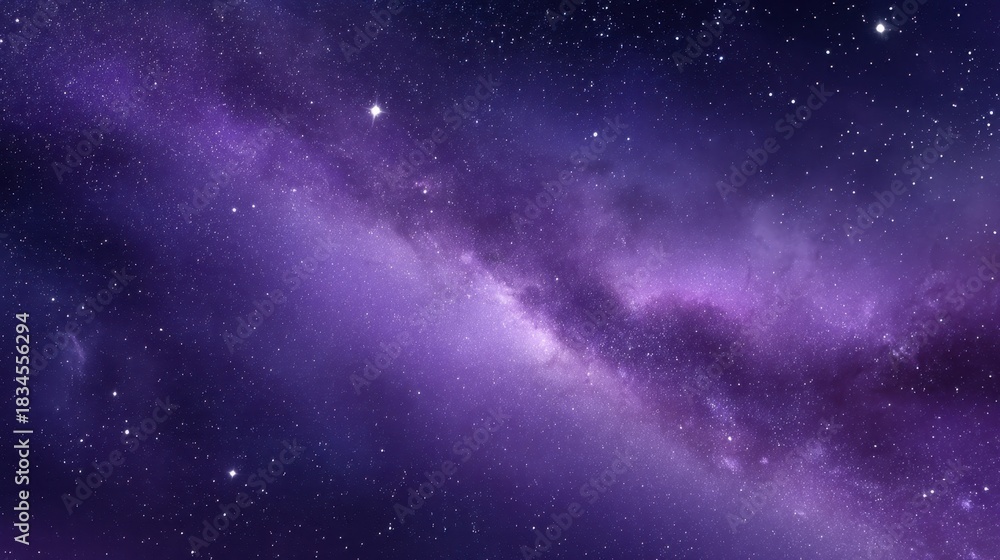 Fototapeta premium Stunning cosmic view of purple nebula with stars and galactic dust in the depths of outer space showcasing the beauty of the universe