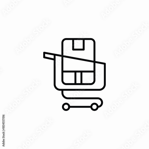 shopping cart box icon sign vector