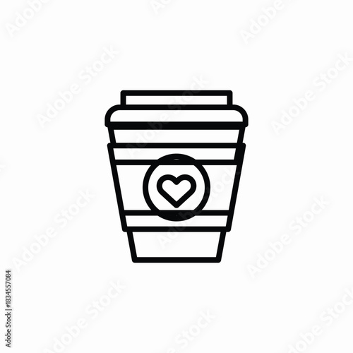 take away coffee heart icon sign vector