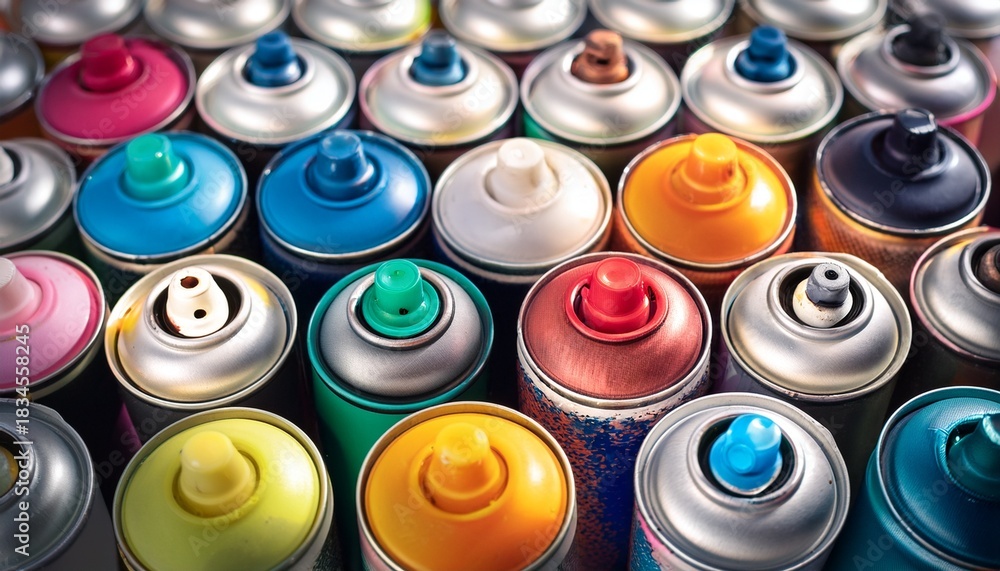 Naklejka premium colorful spray paint cans graffiti art supplies