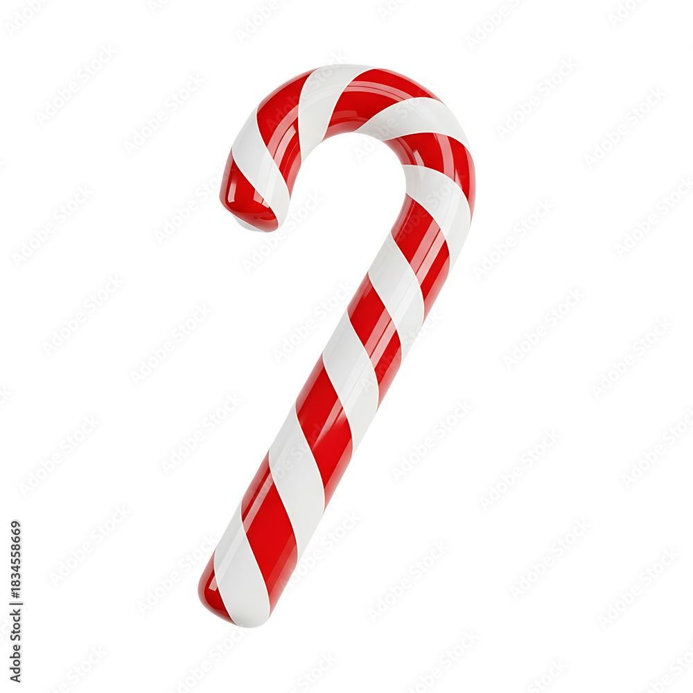 Fototapeta premium Festive candy cane isolated on black background perfect for the holidays