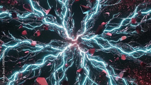 Abstract Electric Neural Fire Lattice Fracturing 4K