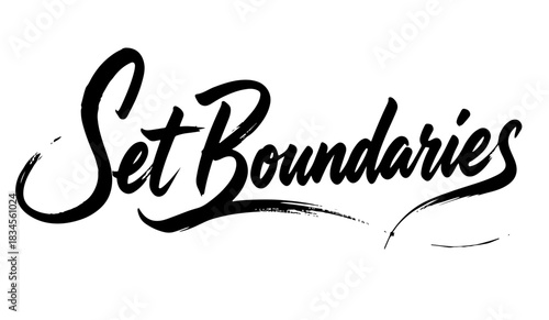 “Set Boundaries” modern black calligraphy for self-respect and wellbeing