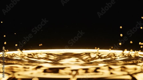 Liquid Gold Splash Shimmering Intensely In Dramatic Reflection