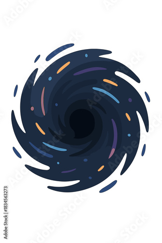 A shadowy celestial whirlpool of power, photons spiral toward nothingness