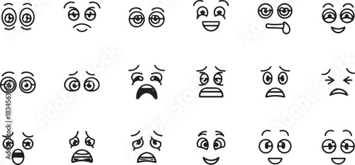 Cartoon Faces Displaying Various Human Emotions