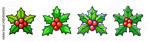 Decorative christmas holly berry vector design elements for holiday season greeting card and invitation