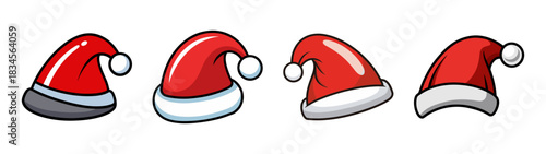 Find santa hats christmas holiday festive season celebration merry xmas red and white hats design vector