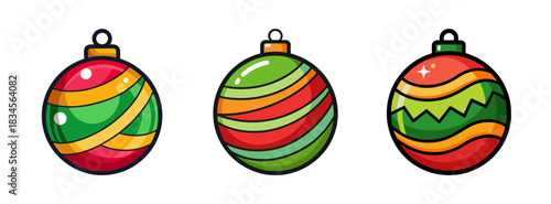 Decorative christmas ornaments vector illustration for holiday season celebration and decoration needs