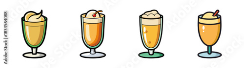 Collection of mimosa cocktail drinks with champagne and orange juice vector illustration