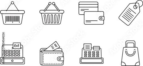 Retail Shopping Icons Set in Black and White