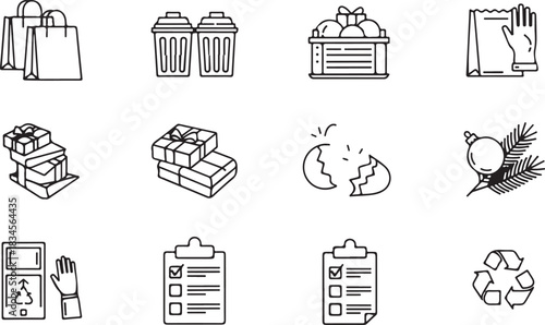 Sustainable Living Practices and Waste Management Icons