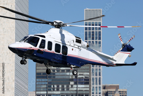 Agusta-Westland AW139 Corporate Helicopter - Landing at the New York City East 34th Street Heliport